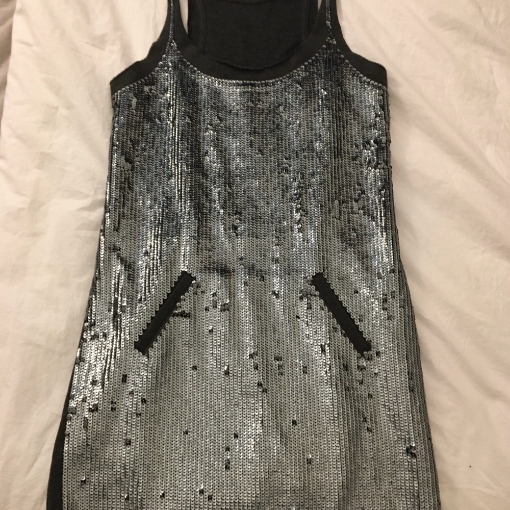 BCBG Silver Sequin runway dress